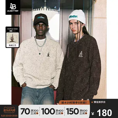 Lilbetter芝麻点毛衣男立体格子情侣装慵懒线衣圆领针织衫外套秋商品大图