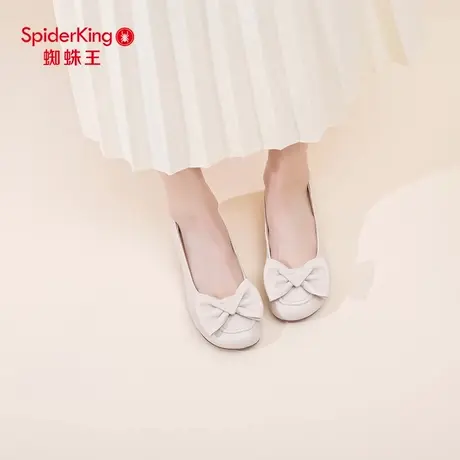 蜘蛛王女鞋官方旗舰店正品平底单鞋女真皮软底妈妈蝴蝶结低跟单鞋商品大图
