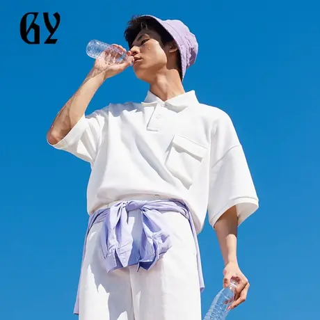 雅戈尔奥莱 GY男装夏季时尚纯色落肩廓形男士短袖POLO衫商品大图