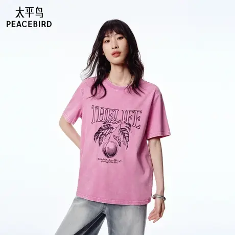 【商场同款】太平鸟女装2025年夏季新款印花植绒T恤女A3CNF2168商品大图
