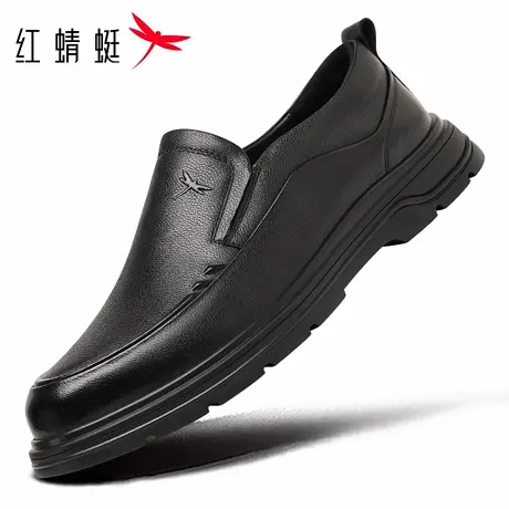 红蜻蜓男鞋秋冬男士休闲一脚蹬套脚皮鞋男商务正装真皮全牛皮爸爸商品大图