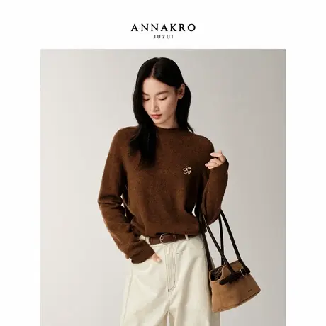 【绵羊毛x牛绒】玖姿安娜蔻高智通勤风半高领毛衫女2025冬季新款商品大图