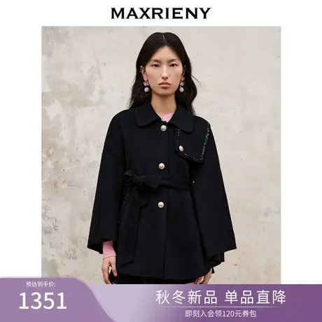 MAXRIENY新中式复古感双面呢羊毛斗篷式外套女气质高级感商品大图