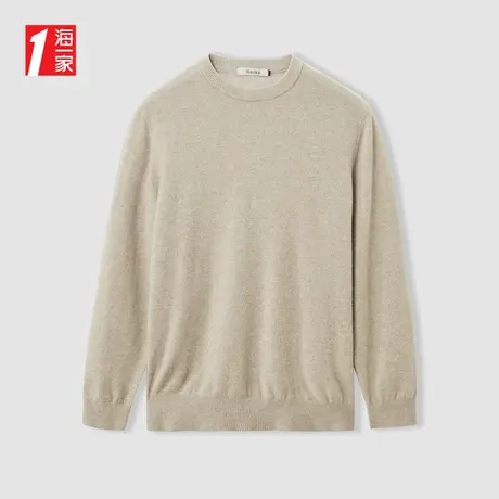 海一家舒适圆领毛衣2023冬季新款保暖品质保暖基础打底羊绒衫男商品大图