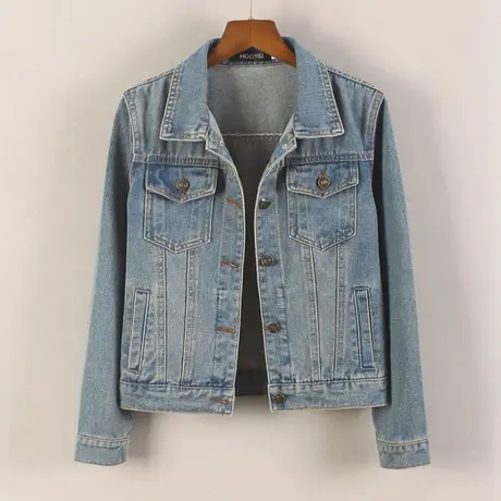 牛仔外套女春秋短款新款修身正肩小个子九分袖复古牛仔服怀旧上衣商品大图
