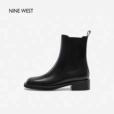 Nine West/玖熙时装靴女2023年秋冬新款弹力靴筒中跟方头粗跟靴子商品大图