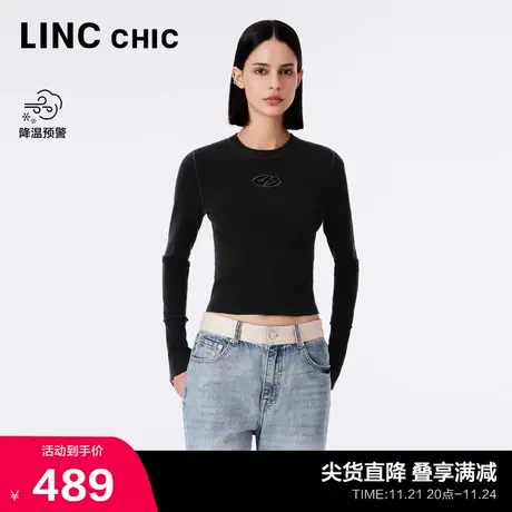 LINCCHIC金羽杰针织衫女机能感打底衫修身圆领上衣女S233SW401Y图片