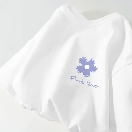 VR真维斯白色短袖t恤女夏季纯棉宽松显瘦上衣2023年新款运动体恤V商品大图