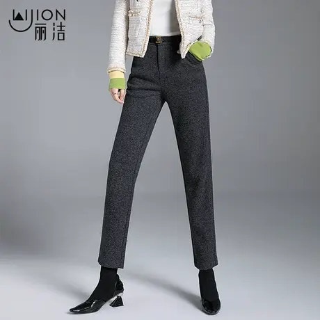 丽洁女裤加厚毛呢裤女冬季新款宽松烟管裤显瘦休闲美式直筒裤长裤商品大图