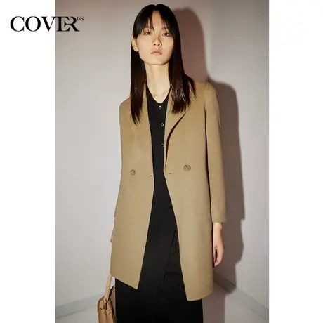 COVER冬季绵羊毛美拉德毛呢大衣商品大图