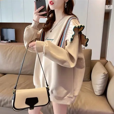 早春装设计感小众卫衣女春秋季韩版宽松初春百搭薄款花边上衣外套图片