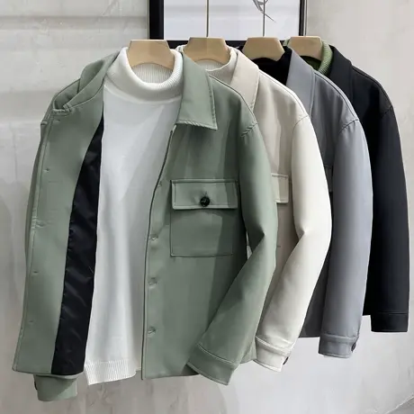 高级感薄短款夹克男风衣22春秋季新款轻熟韩风休闲翻领通勤外套男图片