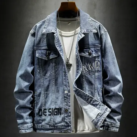 翻领工装牛仔夹克男士ins潮牌百搭宽松舒适2022冬季新款潮流外套图片