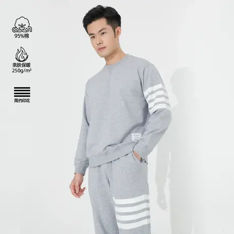 Asianbum男士棉质ins风潮牌日式印花居家运动套头宽松卫衣套装商品大图