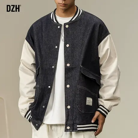 男士拼接棒球服外套男潮高级感秋冬款男装2024新款飞行员夹克上衣商品大图