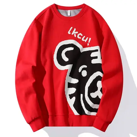 2022新款圆领老虎印花卫衣男潮ins春秋潮牌宽松春季男装潮流上衣商品大图