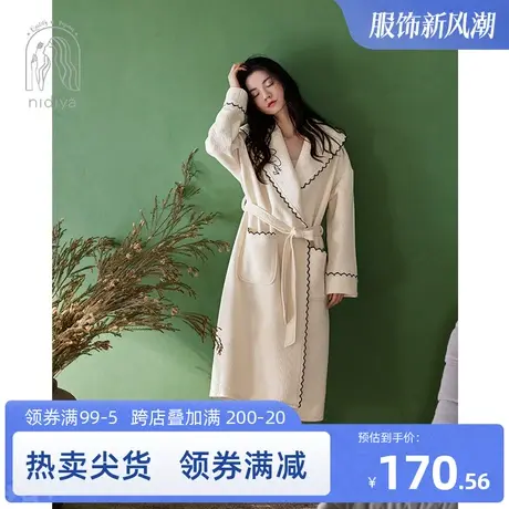 妮狄娅睡衣睡袍女秋纯棉加厚夹层长袖翻领长款浴袍款秋冬家居服图片