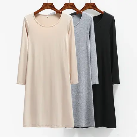 长袖连衣裙衬裙春秋内搭打底裙莫代尔中长款宽松大码打底A字裙商品大图