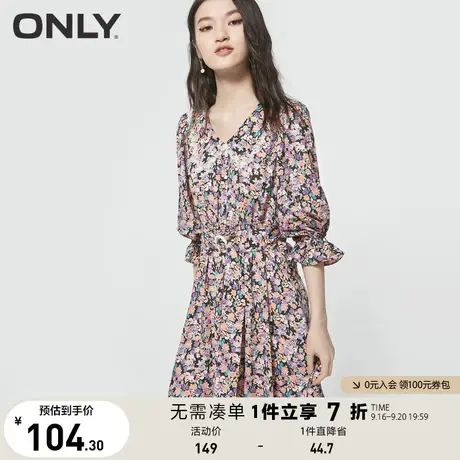 ONLY奥莱夏季娃娃领印花雪纺A字版短款连衣裙女图片