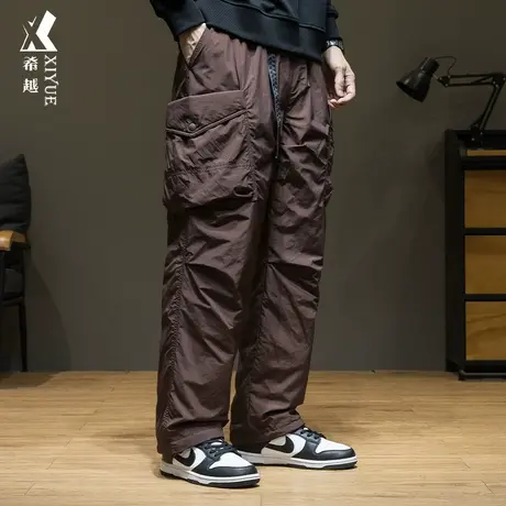 希越工装羽绒裤冬季宽松大码男士休闲直筒鸭绒拖地长裤子潮流百搭图片