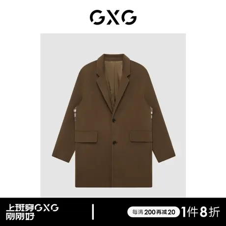 【羊毛】GXG男装商场同款拼接大衣棋盘格系列 清仓款图片