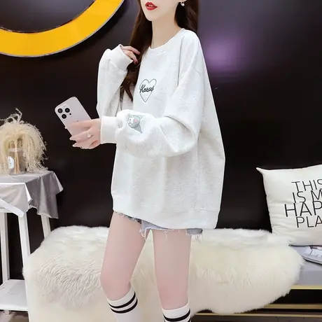 减10】春秋薄款卫衣外套女2023新款早秋洋气减龄宽松显瘦百搭上衣图片