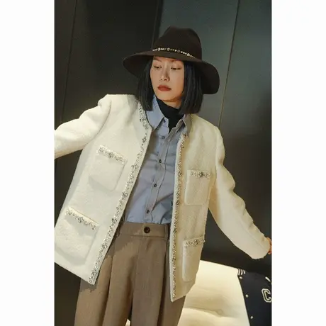 2024春季新款今年流行钻石织带边复古气质高品质小香风短外套女图片