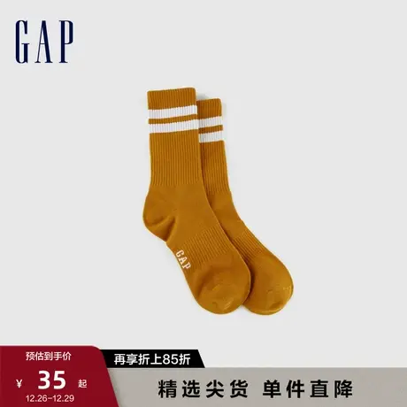 【断码优惠】Gap男装秋LOGO条纹针织中筒袜透气吸汗及踝袜837328图片