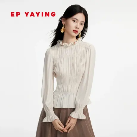 EP YAYING雅莹女装 木耳边花瓣领收腰衬衫 2024新款2331A图片