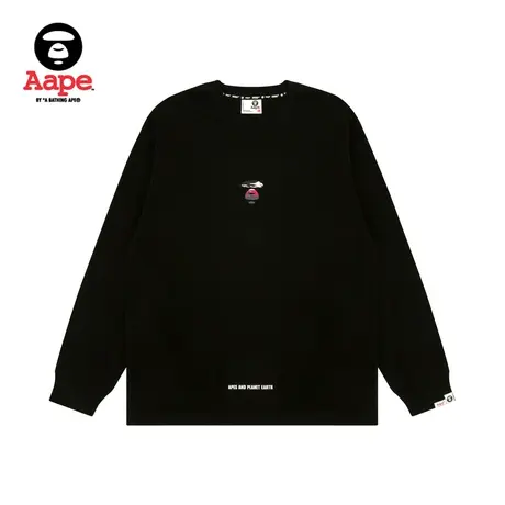 Aape旗舰店男装春夏猿颜字母迷彩印花嘻哈潮流宽松长袖T恤1427XXM图片