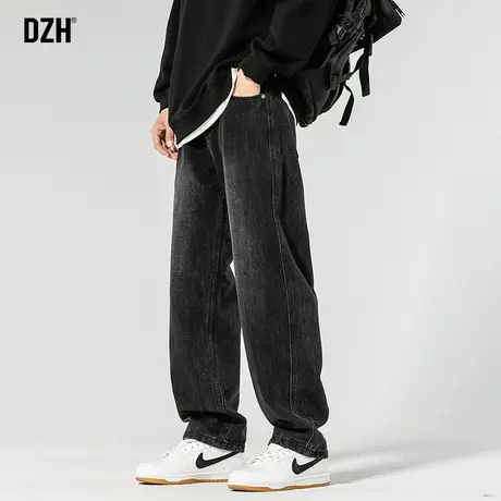 男士黑色直筒牛仔裤男款宽松美式复古裤子老爹裤2024新款阔腿长裤商品大图
