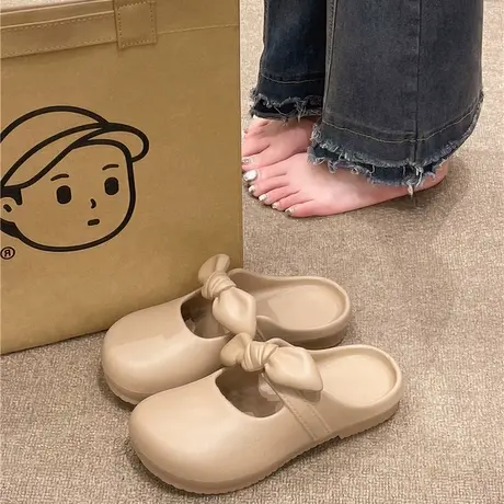 蝴蝶结包头凉拖鞋女士夏季2024新款时尚外穿踩屎感厚底防滑沙滩鞋商品大图