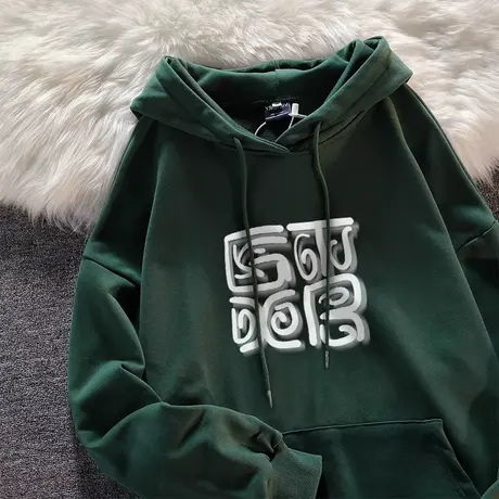 美式复古设计感卫衣女秋冬加绒加厚ins潮牌高街宽松chic港味外套商品大图