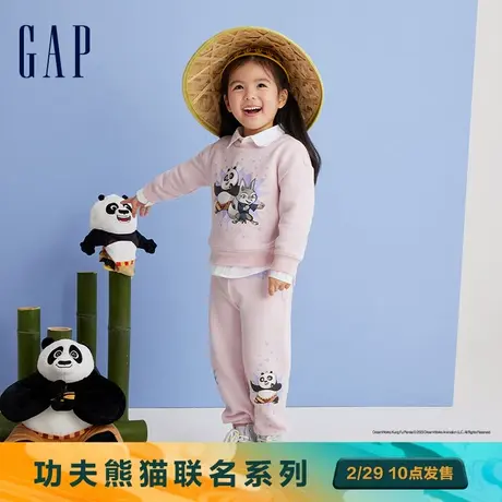 【功夫熊猫联名】Gap男女幼童春2024新款儿童宽松束脚卫裤892280商品大图