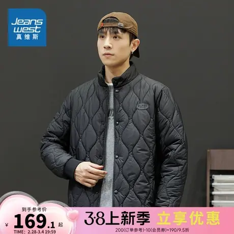 E5真維斯2023年冬季新款男款时尚舒适潮牌合身百搭立领薄棉棉衣潮商品大图