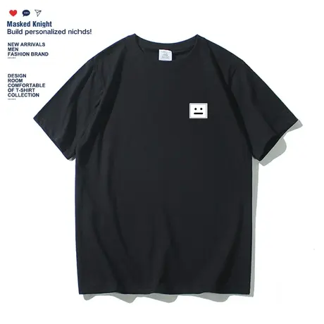 夏季港风简约趣味发呆木讷表情印花短袖t恤男学生纯棉宽松上衣图片