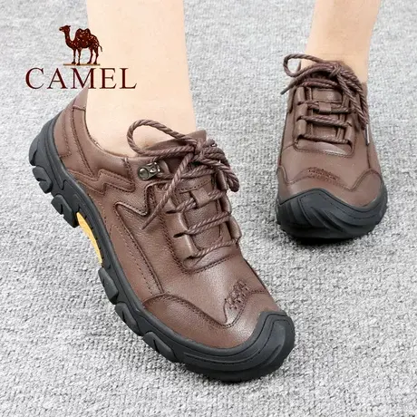 Camel/骆驼女鞋秋冬季款真牛皮防滑舒适户外休闲徒步旅游登山鞋子图片