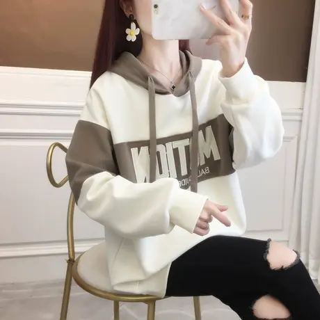 美式复古宽松oversize连帽卫衣女早春秋季2023新款休闲慵懒风外套商品大图