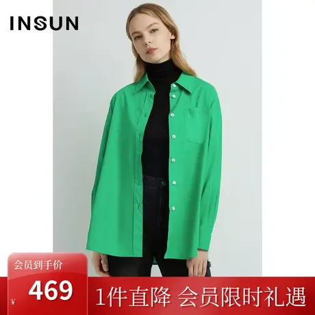 恩裳2023早春新品h型廓形100%棉质衬衫休闲简洁百搭衬衣图片