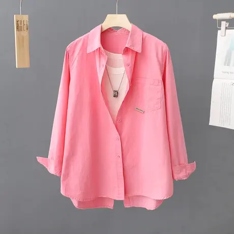 白色衬衫女春秋季设计感小众2023新款宽松小个子上衣纯棉叠穿衬衣图片