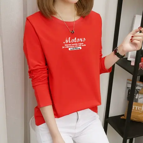 2022年新款春夏纯棉内搭女上衣学生春夏打底衫百搭宽松长袖t恤女商品大图