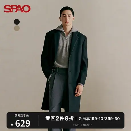SPAO男士大衣秋冬新款商务休闲中长款大衣SPJWC4VM01商品大图