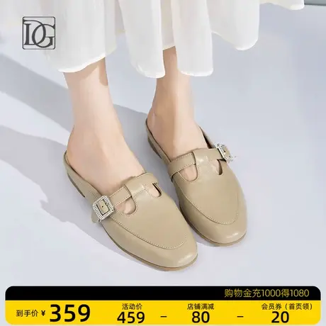 包头半拖鞋女夏季外穿2023年新款真皮平底百搭凉拖穆勒拖鞋一脚蹬商品大图
