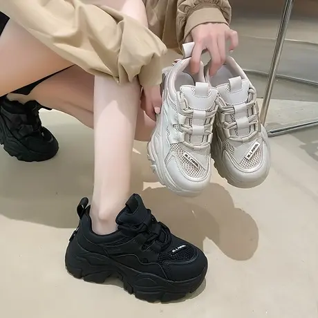 永希松糕厚底超火老爹鞋女春秋2024年新款休闲百搭网面透气运动鞋图片