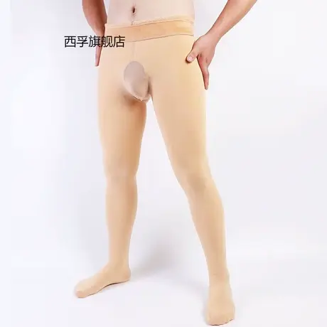 秋冬加绒保暖丝袜男士带jj套性感连裤袜光腿神器打底袜特厚70商品大图