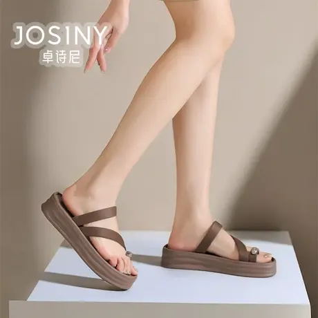 卓诗尼女鞋2024新款夏款拖鞋女外穿人字拖厚底商场同款4J2A50082图片