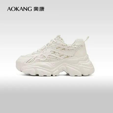 【门店发货】奥康女鞋 春秋款休闲百搭时尚运动鞋厚底增高老爹鞋图片