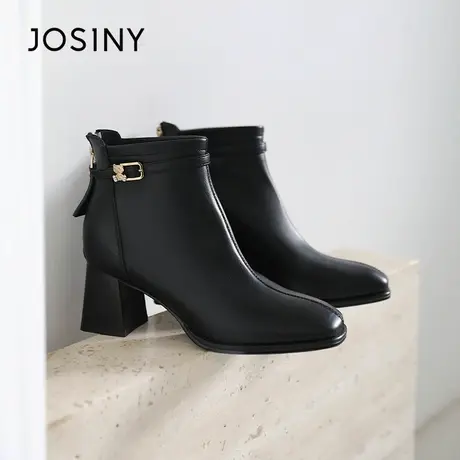 Josiny/卓诗尼韩剧女主~方头粗跟切尔西短靴秋季爆款马丁靴显脚小商品大图