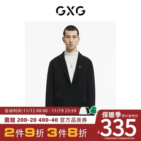 GXG男装[新尚]【生活系列】冬新品商场同款重塑系列黑色长款大衣图片