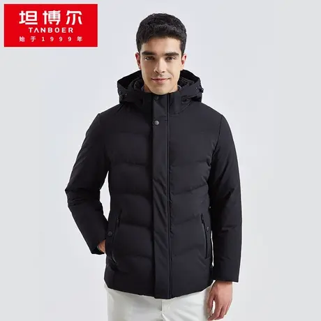 【商场同款】坦博尔男士羽绒服黑色短款青年秋冬外套TA211553图片